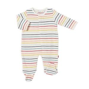 Magnetic Me Multi Stripe 3-6 month velour footie NWT